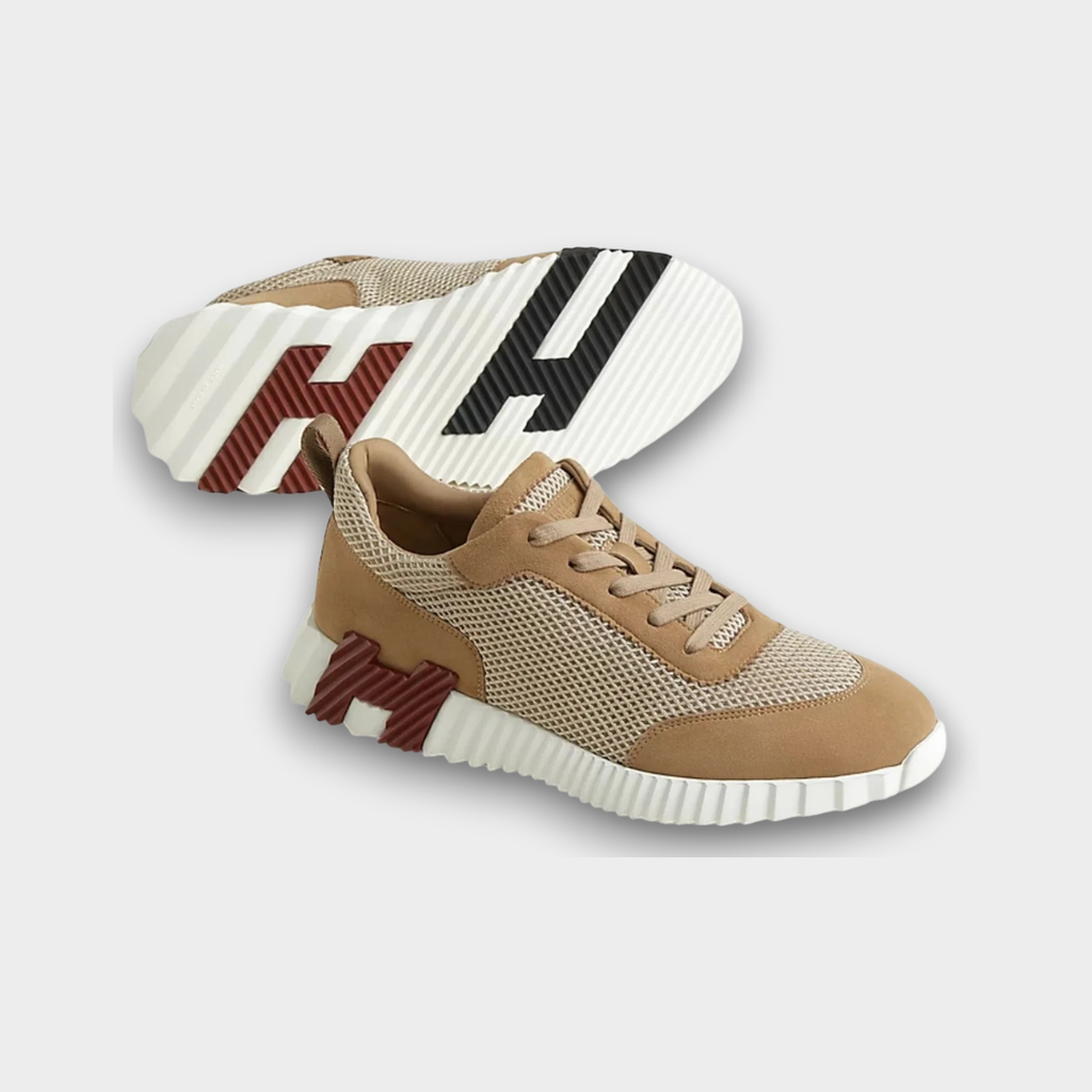 Hermès Bouncing Sneaker Graphic Mesh Suede Beige Argile