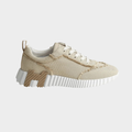 Hermès Bouncing Sneaker Fringed Canvas & Suede Beige Glaise