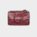 Chanel Grained Calfskin & Silver Metal Dark Burgundy Maxi Flap Bag