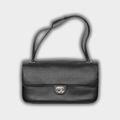 Chanel Grained Calfskin & Silver Metal Black Maxi Flap Bag
