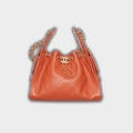 Chanel 25 Small Handbag Hobo Grained Calfskin & Gold-Tone Metal Dark Orange