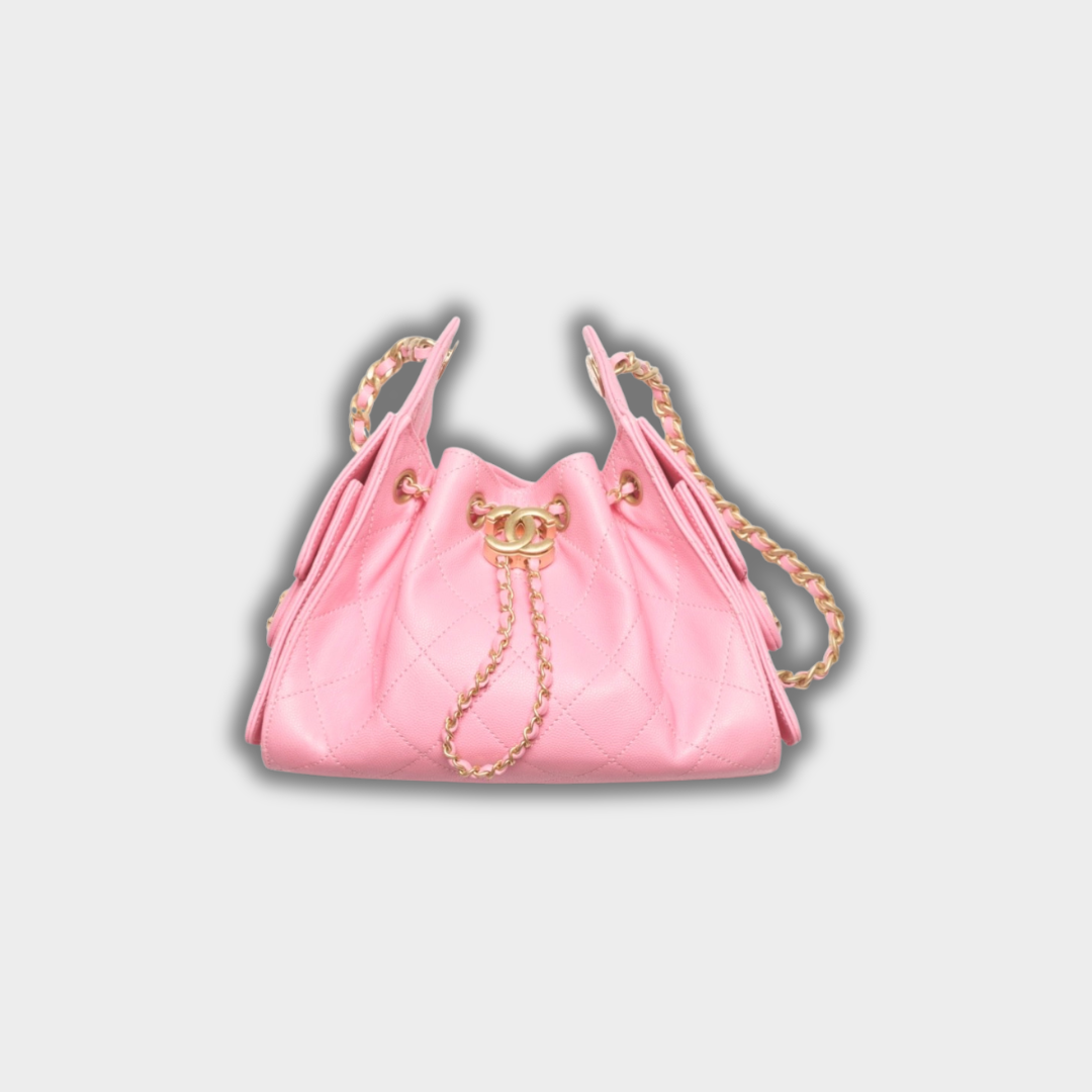 Chanel 25 Mini Handbag Hobo Grained Calfskin & Gold-Tone Metal Pink