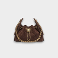 Chanel 25 Mini Handbag Suede Calfskin & Gold Metal Dark Brown