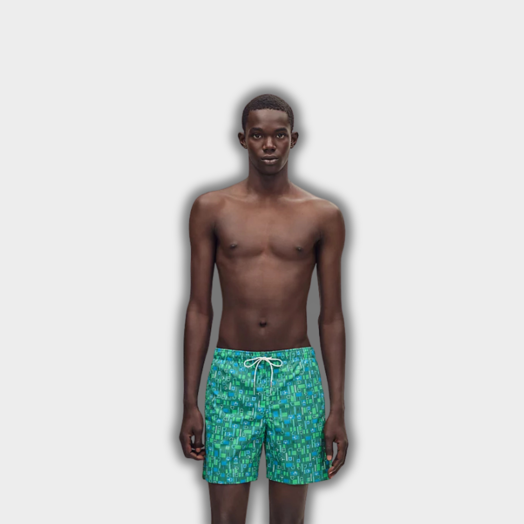 Hermès "Metal au Carre" Swim Trunks Menthe