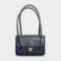 Chanel Small Preppy Flap Bag Grained Shiny Calfskin & Gold-Tone Metal Dark Blue