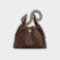 Chanel 25 Small Handbag Suede Calfskin & Gold Metal Dark Brown