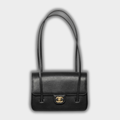 Chanel Small Preppy Flap Bag Grained Shiny Calfskin & Gold-Tone Metal Black