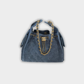 Chanel 25 Small Handbag Suede Calfskin & Gold Metal Blue