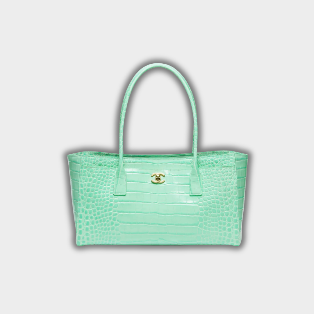 Chanel Small Tote Crocodile Embossed Calfskin & Gold-Tone Metal Green