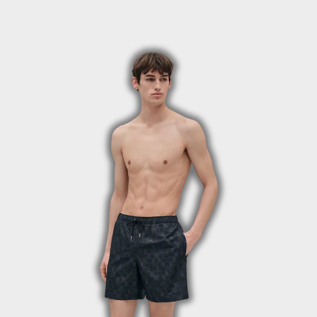 Hermès "Mosaique Equestre" Marine Swim Trunks